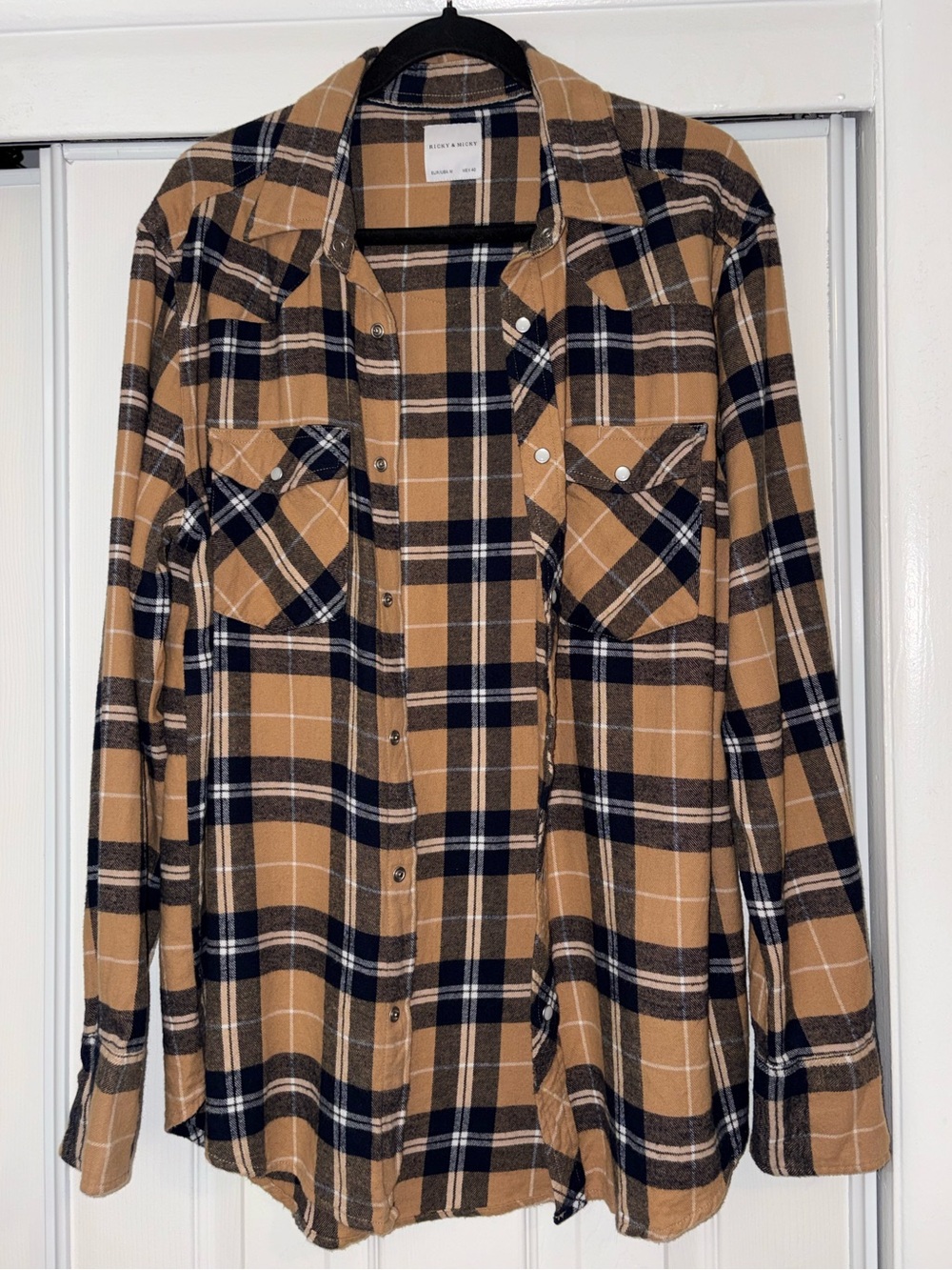Ricky & Micky Tan Plaid Button-Front Shirt Jacket